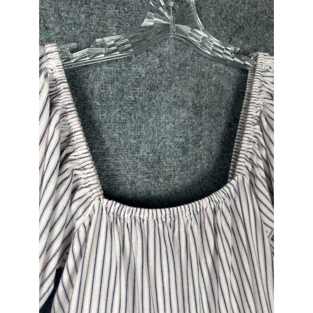ASOS Womens Coastal Tiered Puff Sleeve Maxi Dress Striped White Size 8 Cotton - Picture 6 of 12